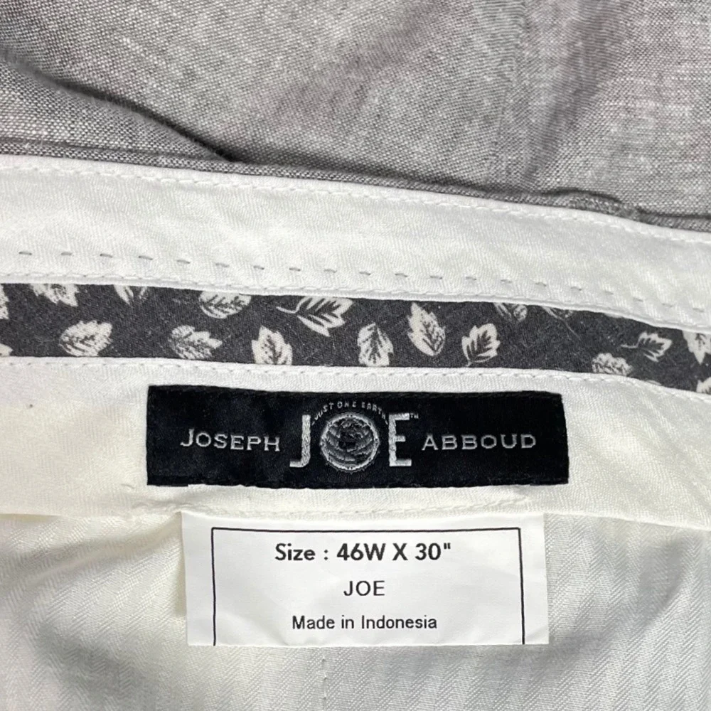 Joseph Abboud Mens 46x30 Gray Linen Cotton Slim Fit Dress Pants JOE Slub Pants